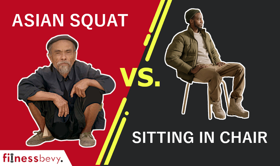one man sitting in an Asian squat position and other man sitting in chair featured image for blog post named Is Asian squat better than sitting